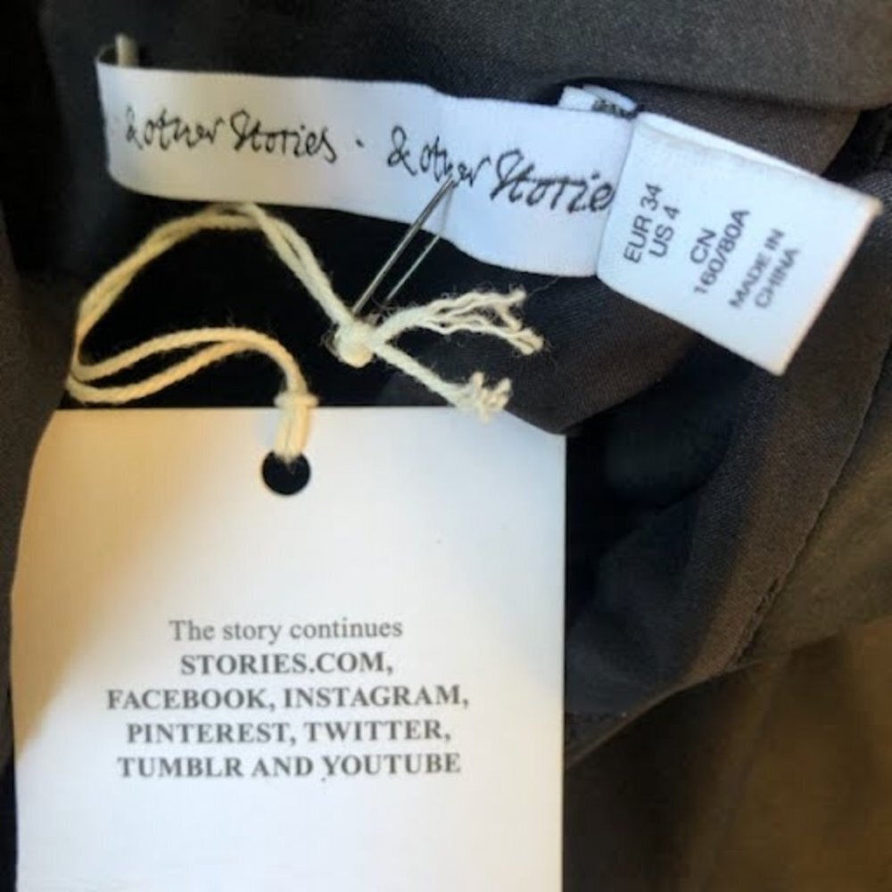& OTHER STORIES Black Sateen Cold Shoulder Midi Dress 4 NWT - Picture 6 of 8